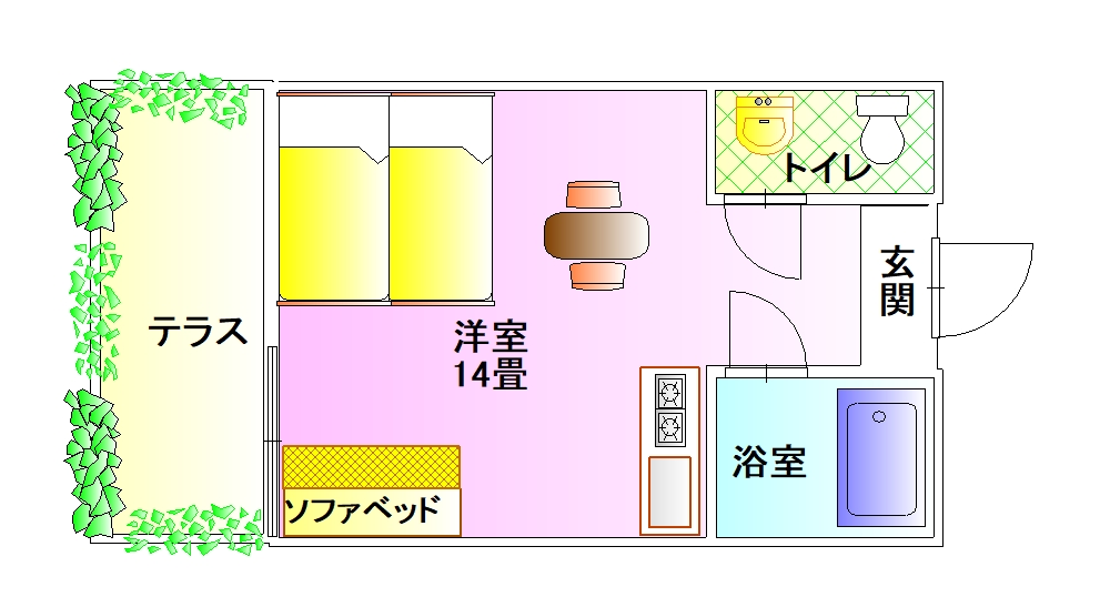 伊豆002貸別荘の間取り図　露天風呂付2名用