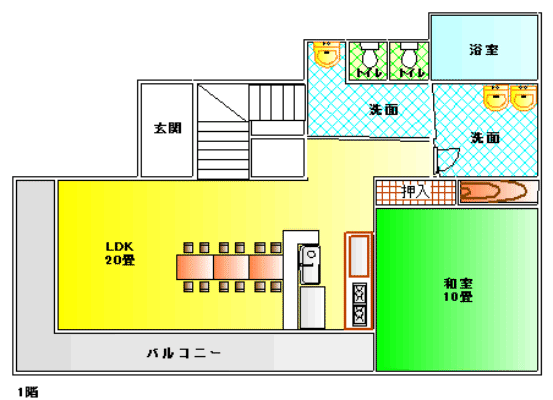 しゃくなげ平第一　15名用　間取り図１階