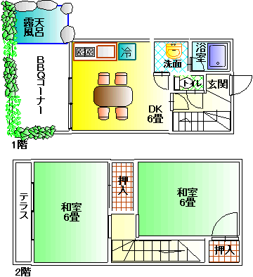 伊豆002　テラス露天風呂付４名用　客室間取り図