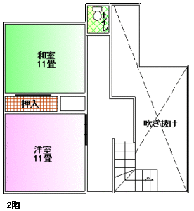 軽井沢143大型ログハウス　2階間取り図