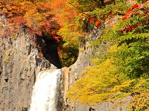 黒姫高原周辺お勧め紅葉スポット、苗名滝！ファミリーでも気軽に行ける紅葉狩りスポット